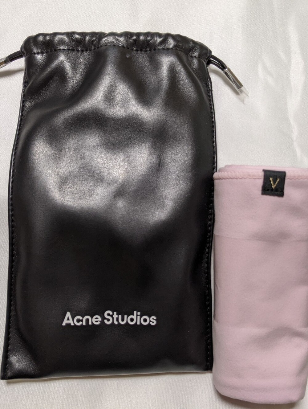 New Acne Studios black leather drawstring Pouch + VS Microfiber Sports Towel
